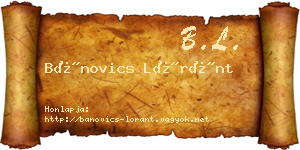 Bánovics Lóránt névjegykártya